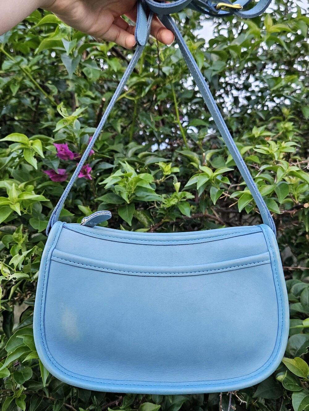 Vintage Coach Wendie 9031 Glacier Blue Leather Crossbody Shoulder Bag 1997